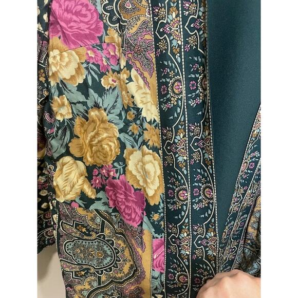 Vintage Lady Carol Dress Set Green Paisley Cardigan Belted Size 16 - Picture 12 of 14